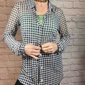 CAbi Y2K mesh button down blouse